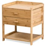 Mesa De Luz De Bambú - 2 Cajones, Marrón