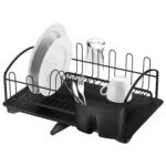 Escurridor Future 10 Platos Y 8 Vasos, Con Drenaje - Negro Mate