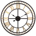 Reloj De Pared Metálico 60cm - Números Romanos Dorados