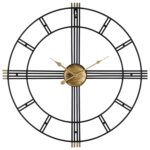 Reloj De Pared Metálico 60cm - Detalles Dorados