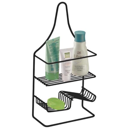 Porta Shampoo Future Superiore, De Colgar, 2 Niveles - Negro Mate