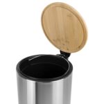 Papelera Bathlux Cilíndrica 5L - Acero Inoxidable Y Bambú - Imagen 4