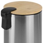 Papelera Bathlux Cilíndrica 5L - Acero Inoxidable Y Bambú - Imagen 5