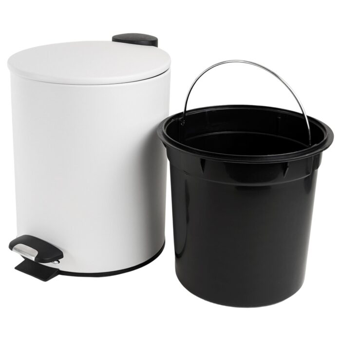 Papelera Bathlux Cilíndrica 5L - Metálica Blanca - Imagen 3