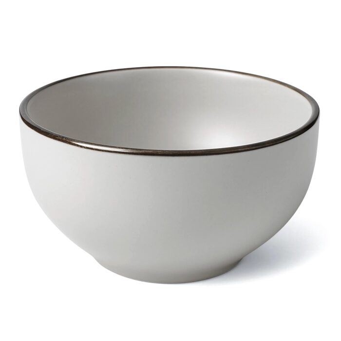 Bowl De Cerámica 14cm - Blanco C/Borde Marrón - Imagen 1