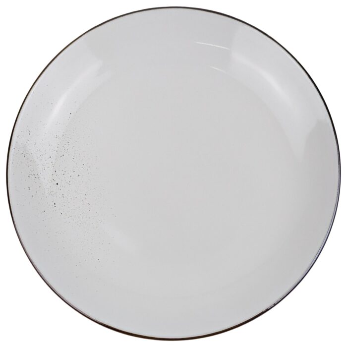 Plato De Postre Circular 20cm - Blanco C/Borde Marrón - Imagen 1