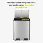 Papelera Premium Reciclaje Eko EcoCasa 15+15L - Pedal, Acero Inoxidable - Imagen 4