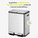 Papelera Premium Reciclaje Eko EcoCasa 15+15L - Pedal, Acero Inoxidable - Imagen 5