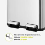 Papelera Premium Reciclaje Eko EcoCasa 15+15L - Pedal, Acero Inoxidable - Imagen 6