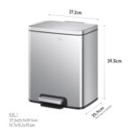 Papelera Premium Eko Madison Rectangular 12L - Pedal, Acero Inoxidable - Imagen 2