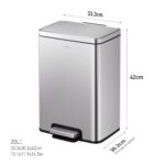Papelera Premium Eko Madison Rectangular 20L - Pedal, Acero Inoxidable - Imagen 2