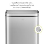 Papelera Premium Eko Madison Rectangular 20L - Pedal, Acero Inoxidable - Imagen 4
