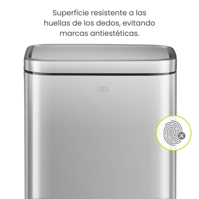 Papelera Premium Eko Madison Rectangular 20L - Pedal, Acero Inoxidable - Imagen 4