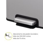 Papelera Premium Eko Madison Rectangular 20L - Pedal, Acero Inoxidable - Imagen 5
