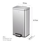 Papelera Premium Eko Madison Rectangular 30L - Pedal, Acero Inoxidable - Imagen 2