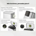 Papelera Premium Eko Madison Rectangular 50L - Pedal, Acero Inoxidable - Imagen 6
