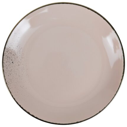Plato De Postre Circular 20cm - Rosado C/Borde Marrón