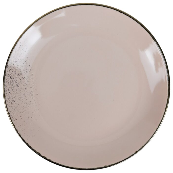 Plato De Postre Circular 20cm - Rosado C/Borde Marrón - Imagen 1
