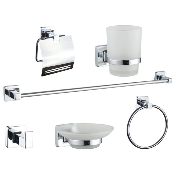 Set De 6 Accesorios Para Baño Mod.Valentino - Zinc Cromado - Imagen 1