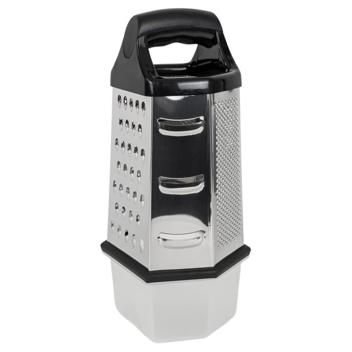Rallador C&E 6 Caras, Acero Inoxidable - Con Recipiente - Imagen 1