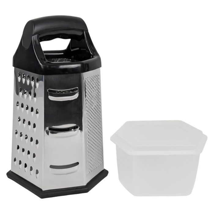 Rallador C&E 6 Caras, Acero Inoxidable - Con Recipiente - Imagen 3