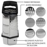 Rallador C&E 6 Caras, Acero Inoxidable - Con Recipiente - Imagen 4