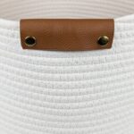 Cesto De Tela Blanco, Con Asas Marrones - 37x27cm - Imagen 3