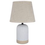 Lámpara Portátil Con Base Cerámica Tono Claro - Pantalla Beige