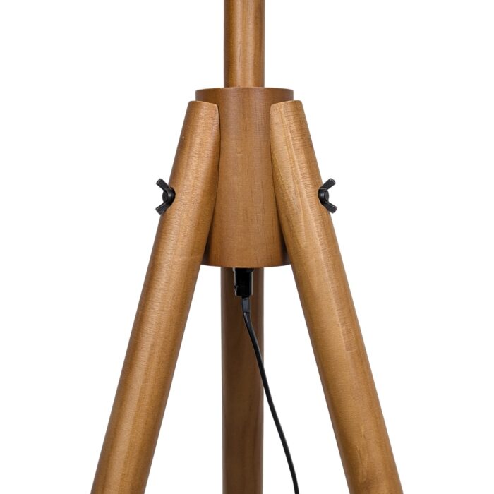 Lámpara De Pie Trípode De Madera, Tono Oscuro, Pantalla Beige - Imagen 2