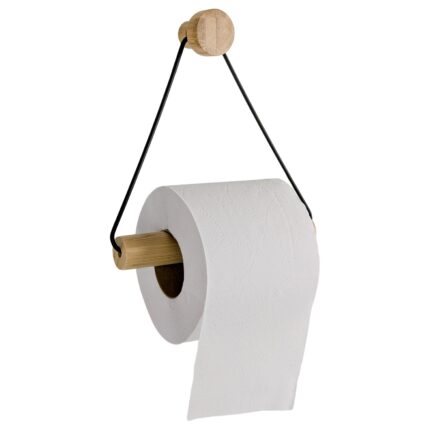 Portarrollos Papel Higiénico Colgante, De Bambú Y Metal - Bathlux