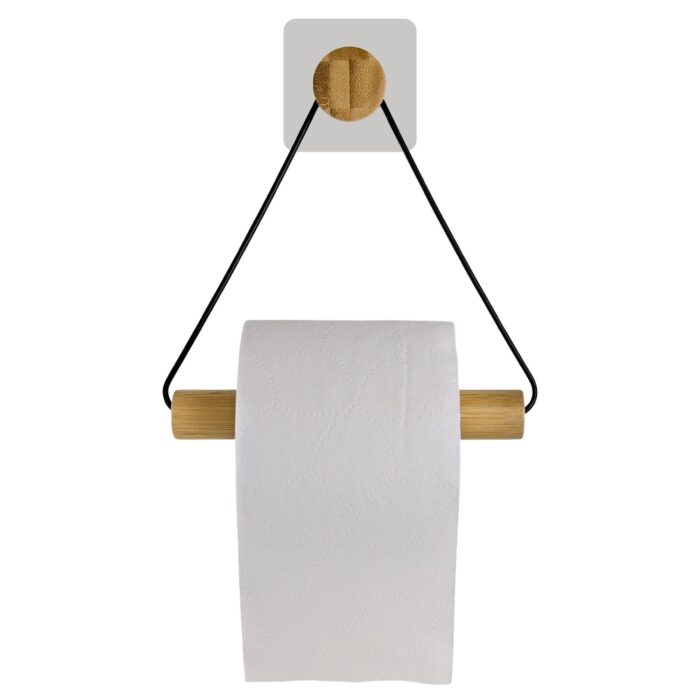 Portarrollos Papel Higiénico Colgante, De Bambú Y Metal - Bathlux - Imagen 3
