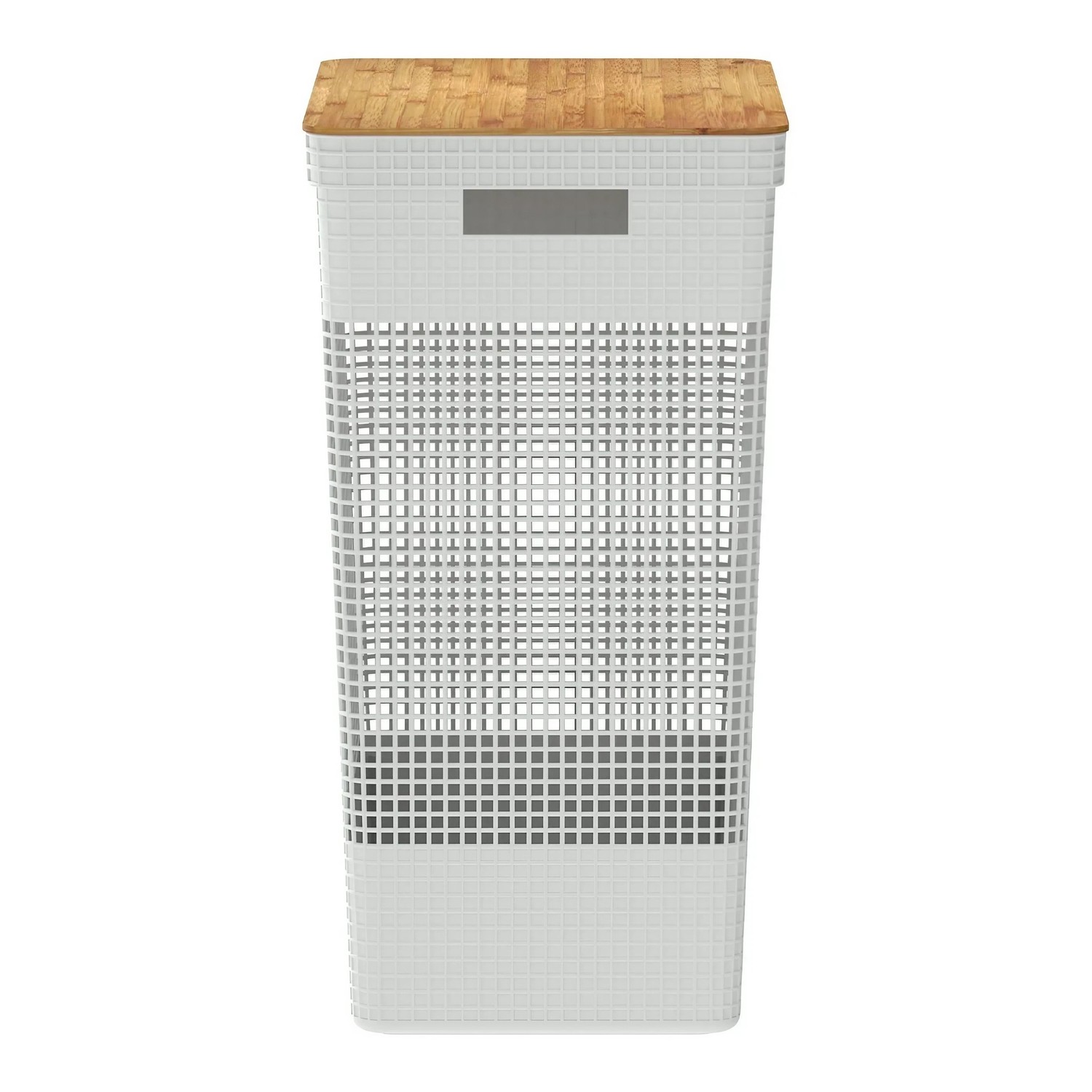 CG455BC_02 Canasto Guardarropa Ou - Gris Claro, Con Tapa De Bambú - Imagen 2