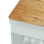 Canasto Guardarropa Ou - Gris Claro, Con Tapa De Bambú - Imagen 3