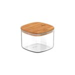Recipiente Hermético Transparente Ou, Con Tapa De Bambú - 450ml