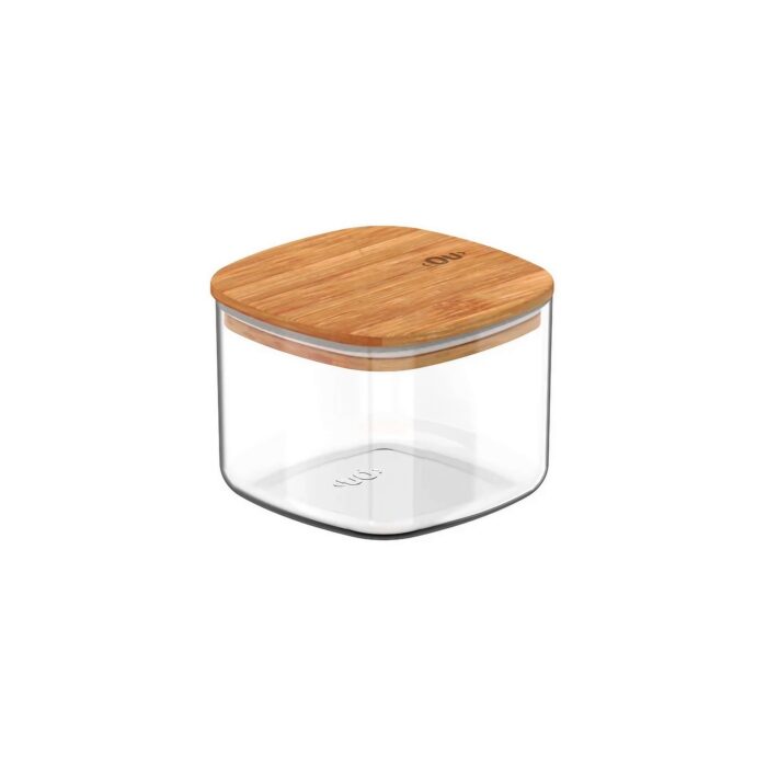 Recipiente Hermético Transparente Ou, Con Tapa De Bambú - 450ml - Imagen 1