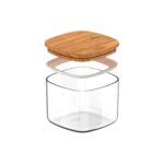 Recipiente Hermético Transparente Ou, Con Tapa De Bambú - 450ml - Imagen 2