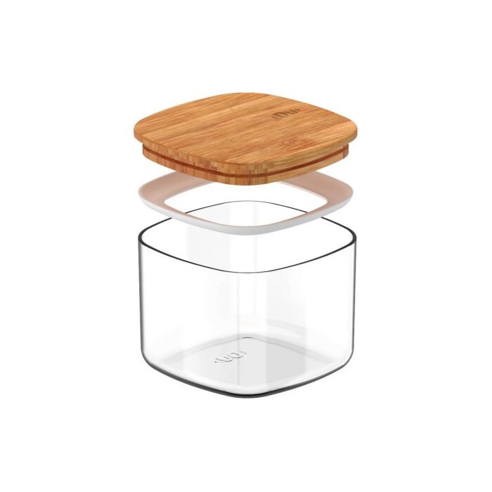 Recipiente Hermético Transparente Ou, Con Tapa De Bambú - 450ml - Imagen 2