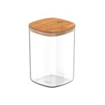 Recipiente Hermético Transparente Ou, Con Tapa De Bambú - 1000ml