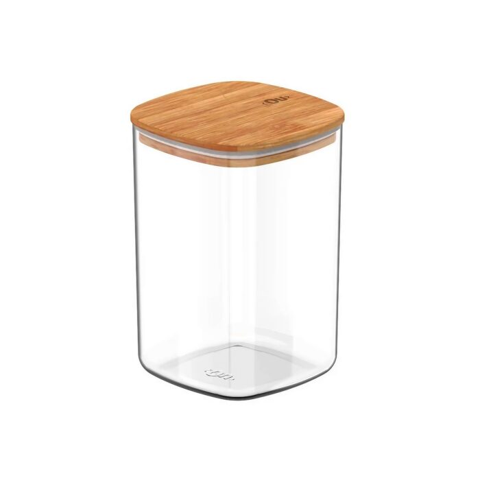 Recipiente Hermético Transparente Ou, Con Tapa De Bambú - 1000ml - Imagen 1