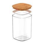 Recipiente Hermético Transparente Ou, Con Tapa De Bambú - 1000ml - Imagen 2