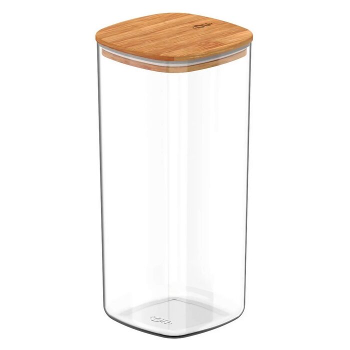 Recipiente Hermético Transparente Ou, Con Tapa De Bambú - 1500ml - Imagen 1