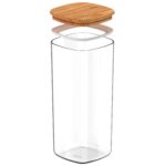 Recipiente Hermético Transparente Ou, Con Tapa De Bambú - 1500ml - Imagen 2