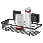 Porta Shampoo De Acero Future Facile Mix, Adhesivo - Negro Mate