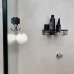 Porta Shampoo De Acero Future Facile Mix, Adhesivo - Negro Mate - Imagen 2