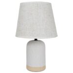 Lámpara Portátil Con Base Cerámica Tono Claro - Pantalla Beige