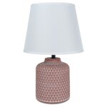 Lámpara Portátil Con Base Cerámica Diseño Geométrico - Pantalla Blanca