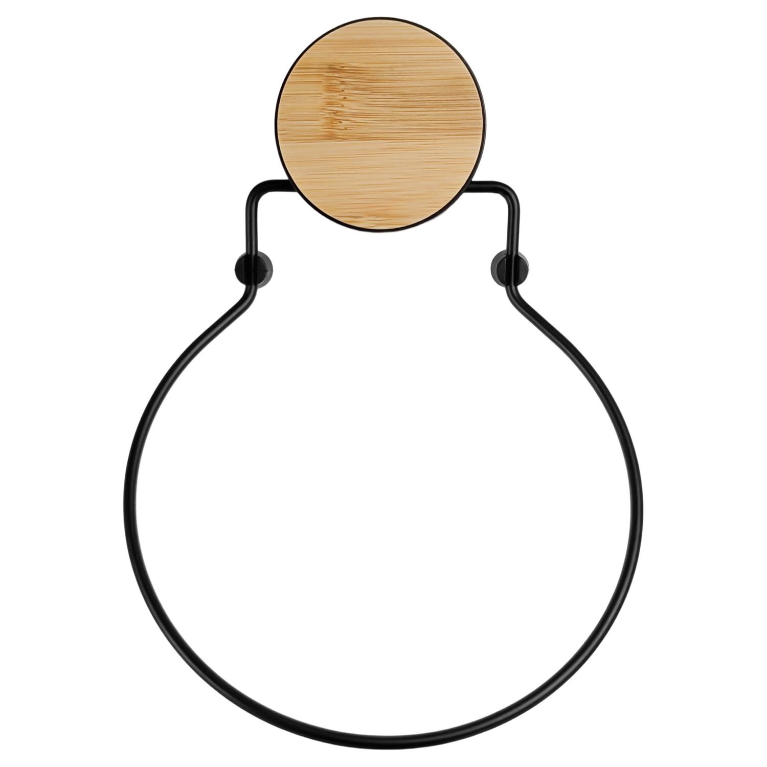 BAX33014_01 Toallero Aro De Metal Y Bambú Bathlux, Adhesivo - Imagen 1