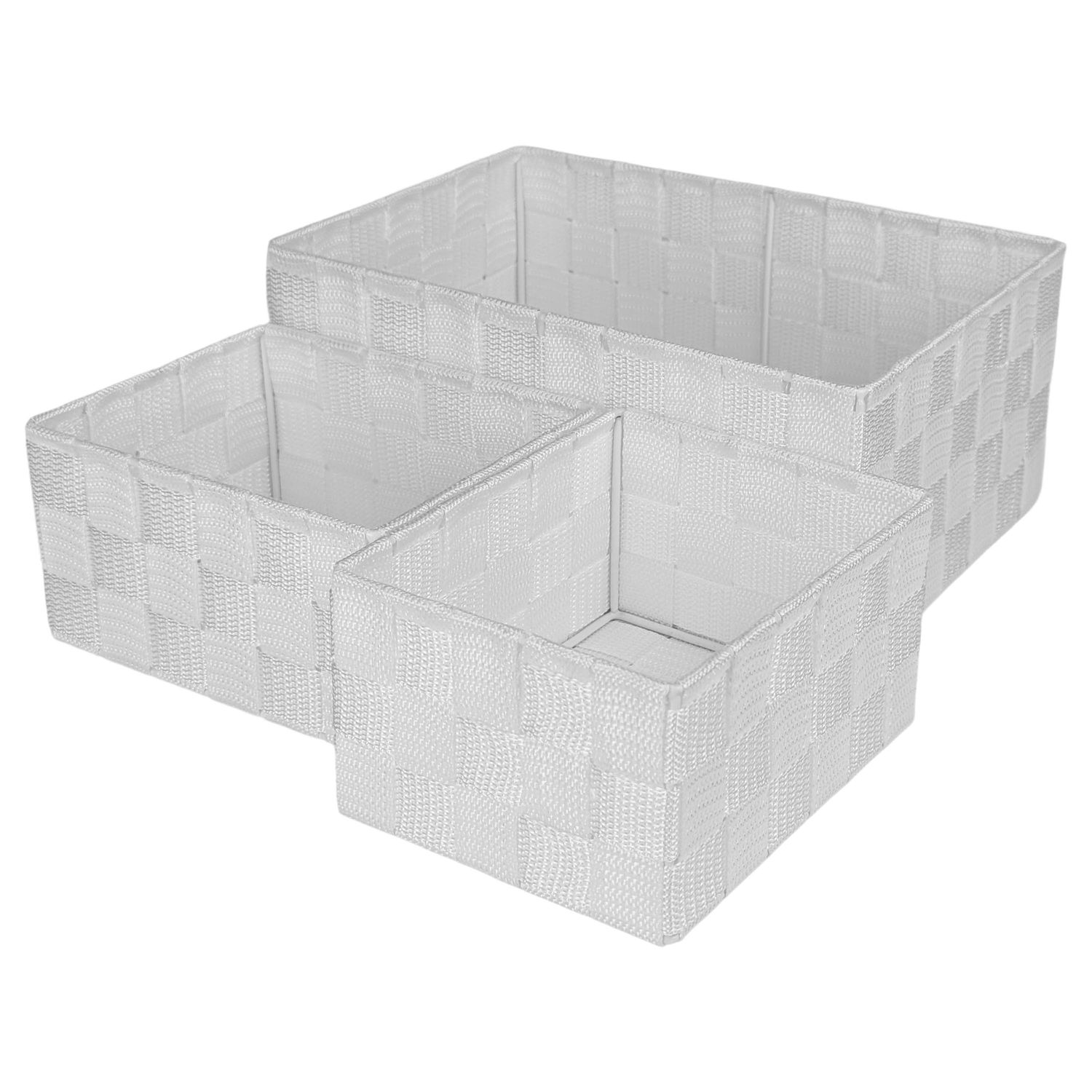 BAX90844_01 Cesto De Fibras Trenzadas En Marco Metálico Bathlux - Set x 3 - Imagen 1