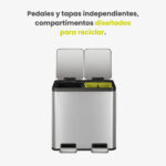 Papelera Premium Reciclaje Eko EcoCasa 12+12L - Pedal, Acero Inoxidable - Imagen 4