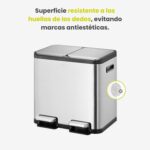 Papelera Premium Reciclaje Eko EcoCasa 12+12L - Pedal, Acero Inoxidable - Imagen 5